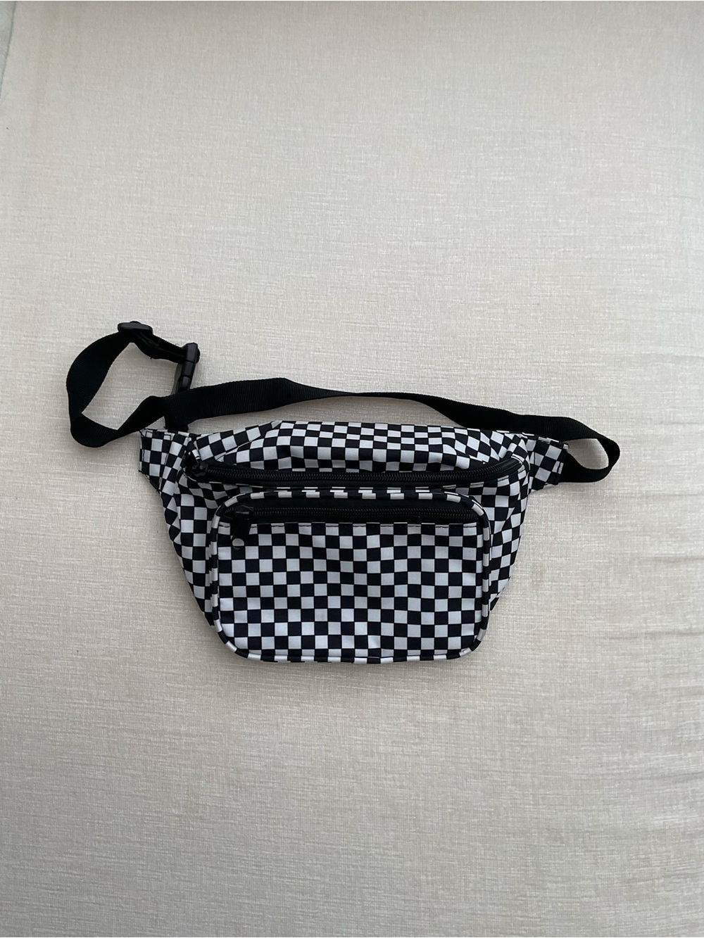 Checkered Black and White Waist Bag - Unbranded